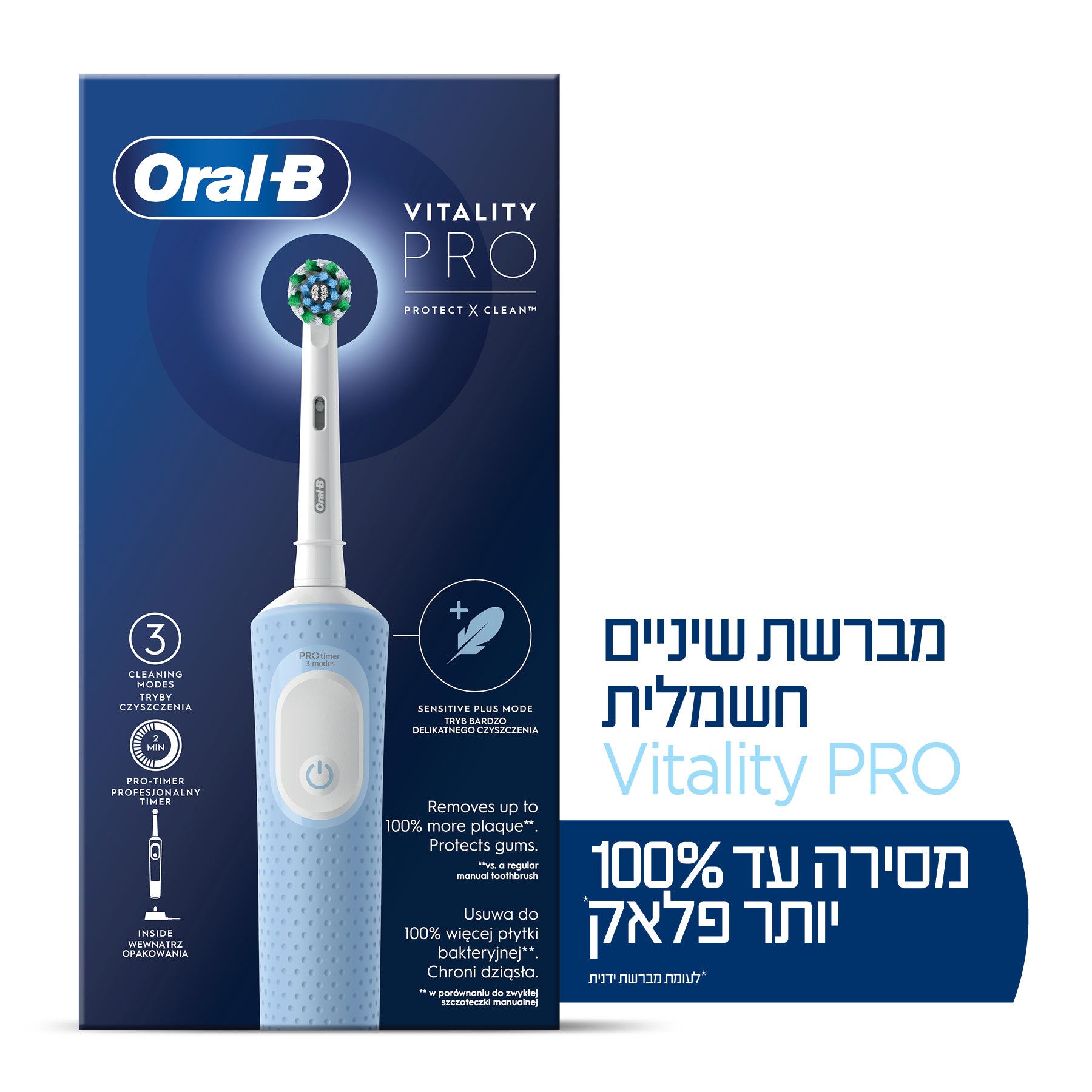 אורל-בי פרו 1 מברשת שיניים כחול ORAL-B